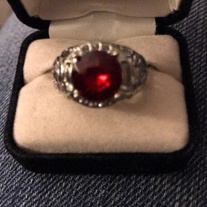 Silver lab created ruby ring. Size 7.